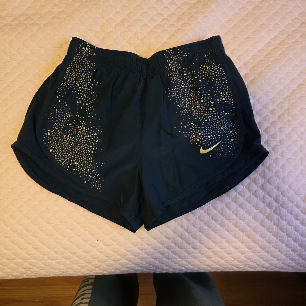 Nike Women's Blue Shorts with Yellow Accents